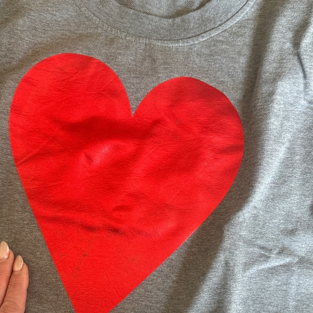 Love Moschino sweatshirt with Red Heart on Gray - Picture 3 of 4